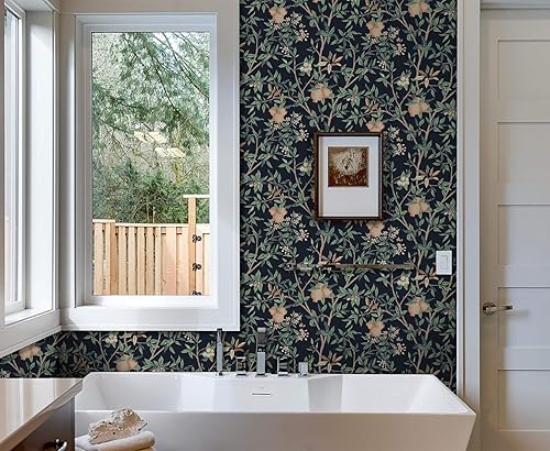 Miniatura 6 de Heroad Papel de contacto de árbol de granada de 16.1 x 196 pulgadas, papel tapiz adhesivo grueso para gabinetes, impermeable, extraíble, vintage,