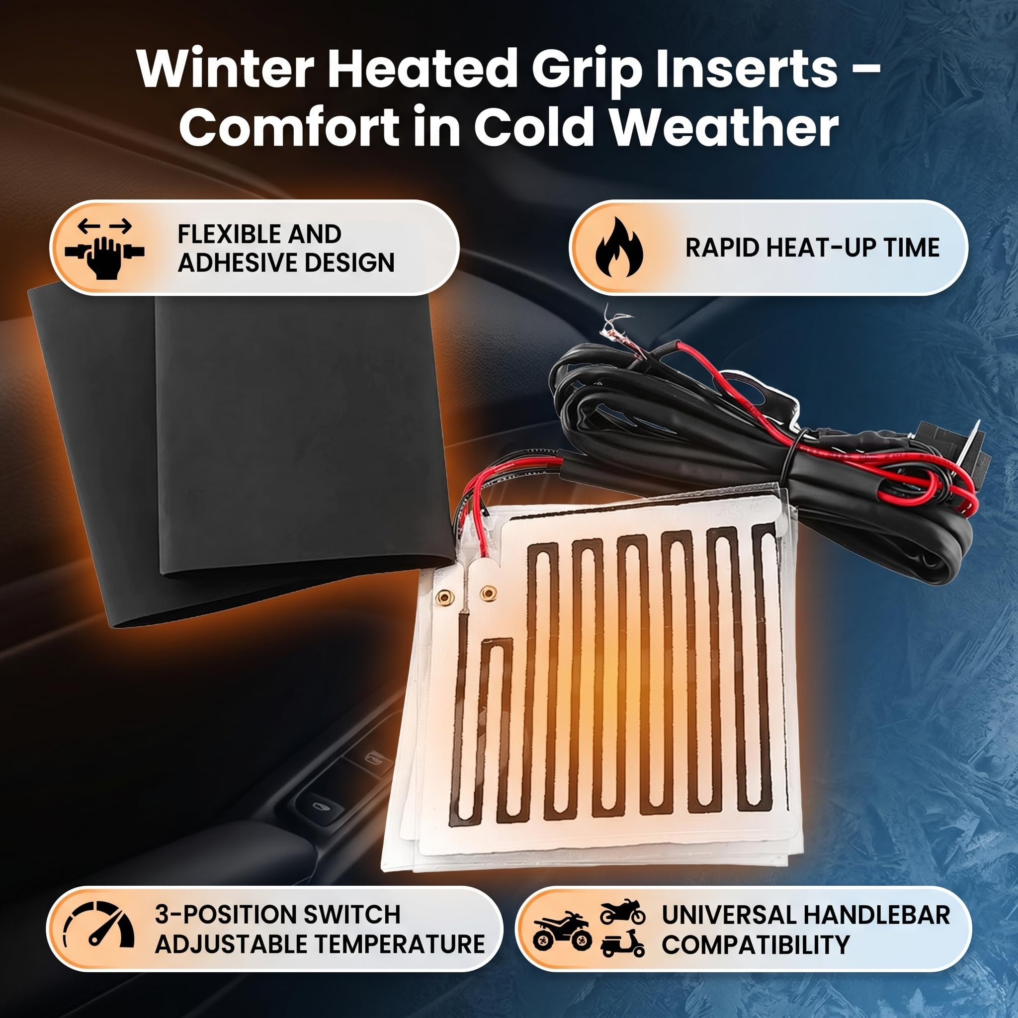 Amazon.com: EVGATSAUTO 12V Heated Motorcycle Grip Pads | Universal