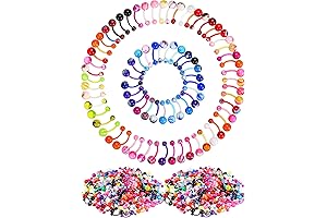 Junkin Belly Button Rings Plastic - Bulk 100 Pairs Acrylic Colorful Body Jewelry