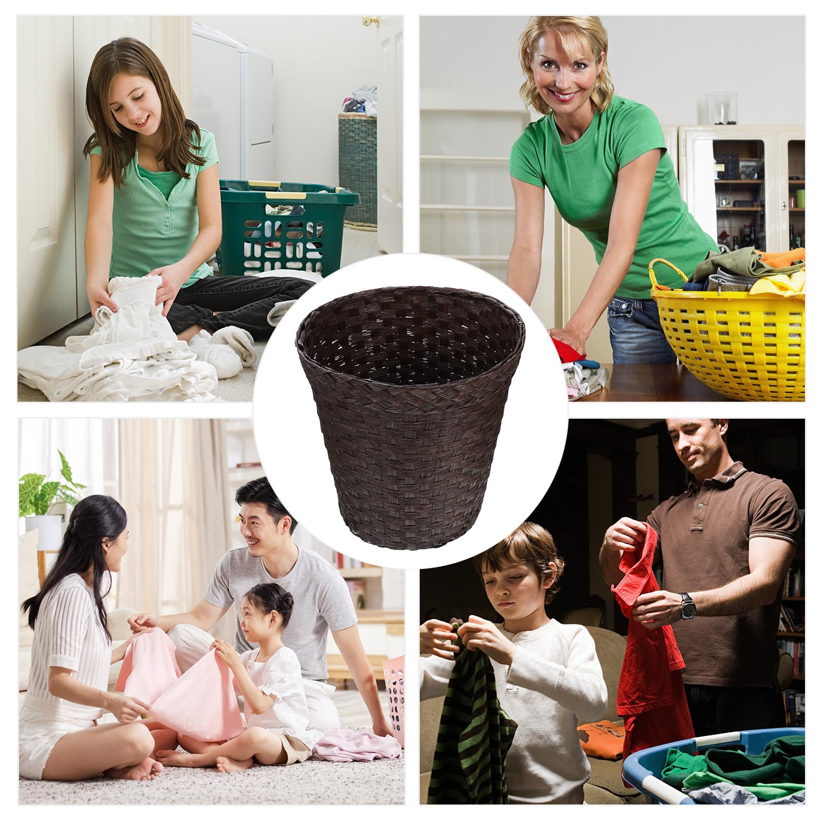 Generico Cestino per Carta Intrecciata Color Caffè Resistente e Facile da Spostare per Ufficio e Cucina Design Creativo e Stile Elegante