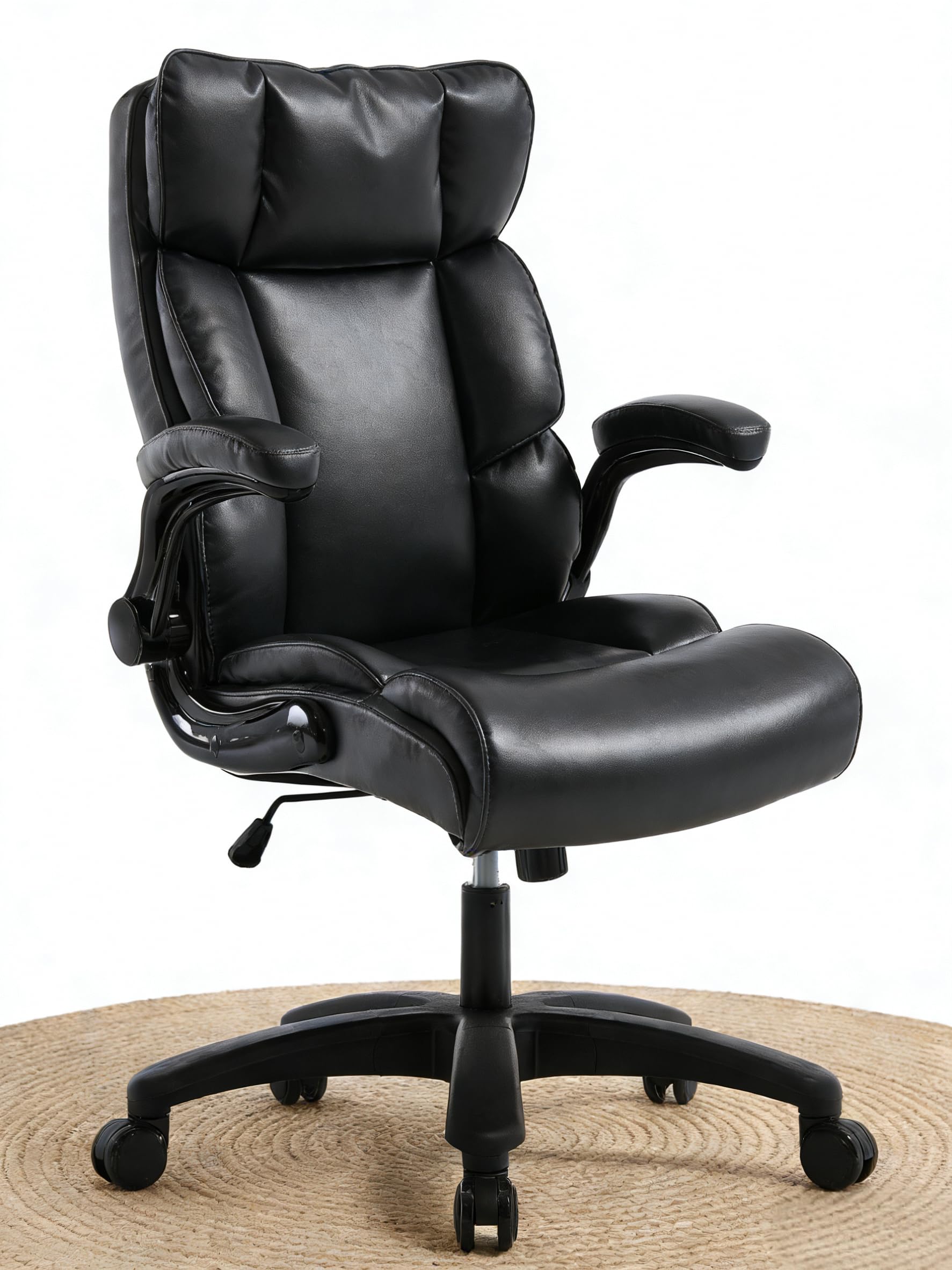 Ergonomic Office Chair Big and Tall 500lbs Wide Seat Executive Chair 90-120°High-Back Reclining Gaming Chair Lumbar Support Leather Computer Chair Thickened Armrest Desk Chair for Home Office(Black)