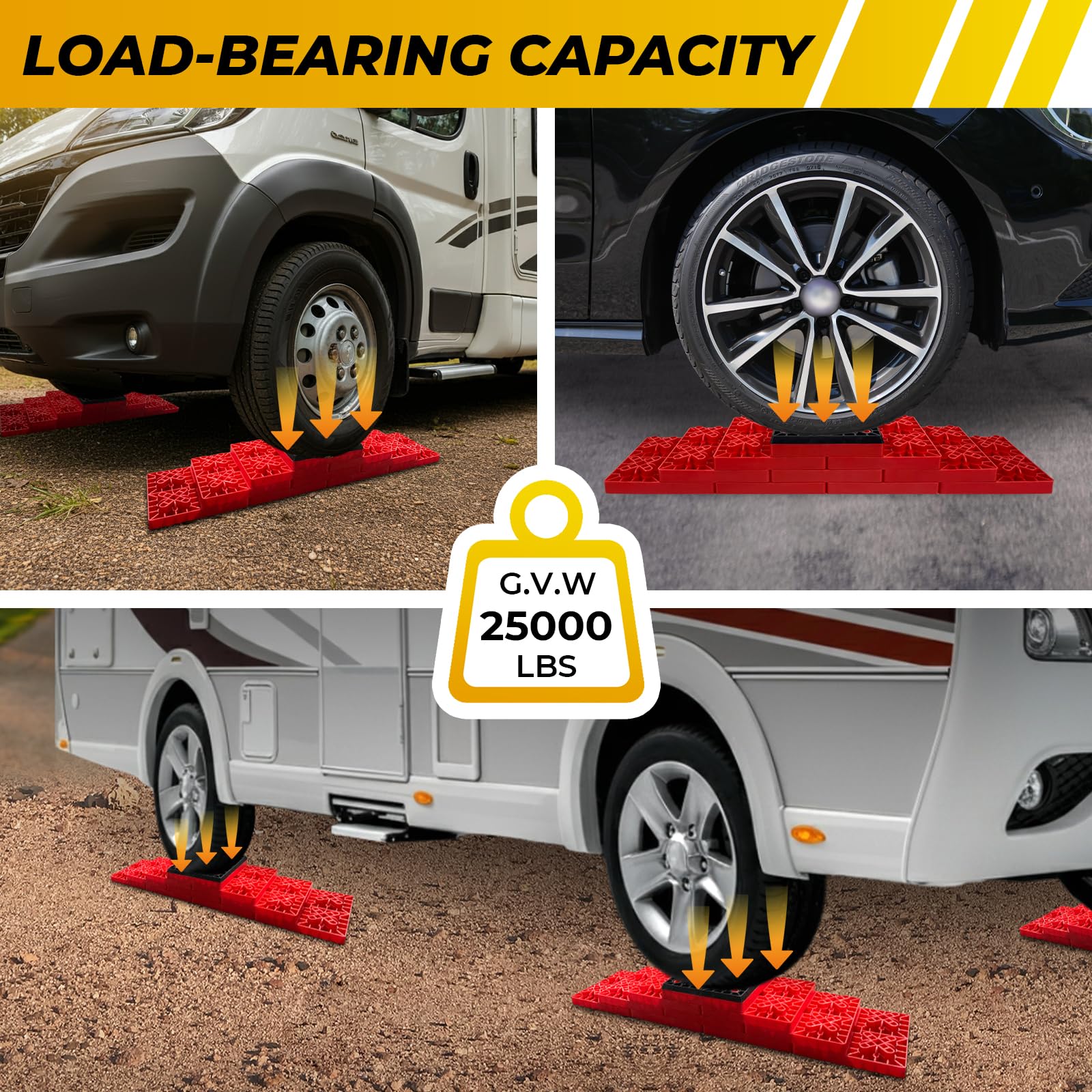 HOXWELL Bloques de nivelación resistentes para caravana, paquete de 10, bloques estabilizadores de diseño entrelazado para altura personalizable, accesorios para remolque de caravana con bolsa de