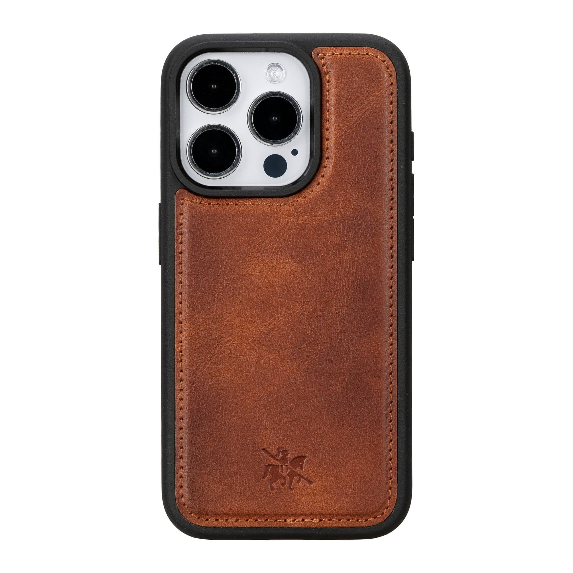 Venitofor iPhone 15 Pro Case Compatible with Magsafe, Genuine Leather Soft Snap-on Back Cover, Protective, Slim Phone Case 6.1 inches, Lucca - Antique Brown