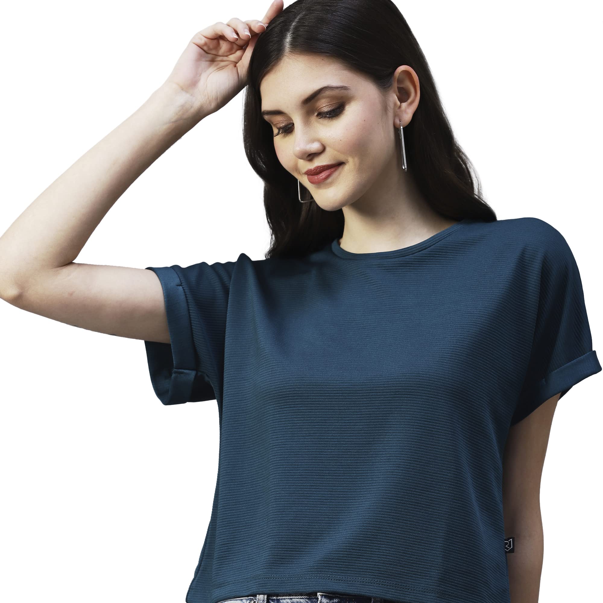 RigoWomen Cap Sleeves Poly Corduroy Crop Top