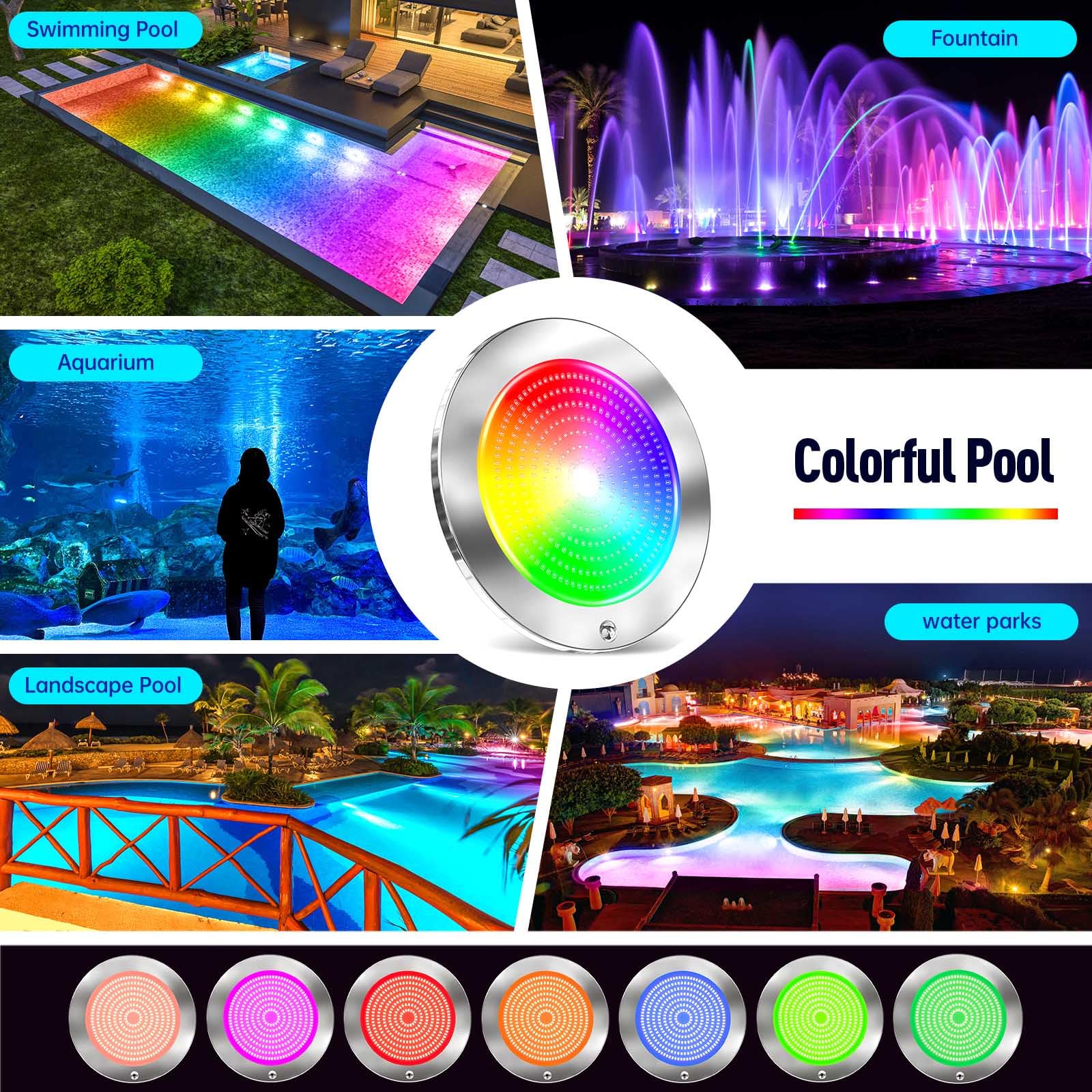 Poolleuchten für Innenpool, 1,8 m, 54 W, 25,4 cm, LED-Innenpool-Licht mit 3 Steuerungsmöglichkeiten (App/Fernbedienung/Controller), Farbwechsel-Unterwasser-Schwimmbad-Licht für 25,4 cm große
