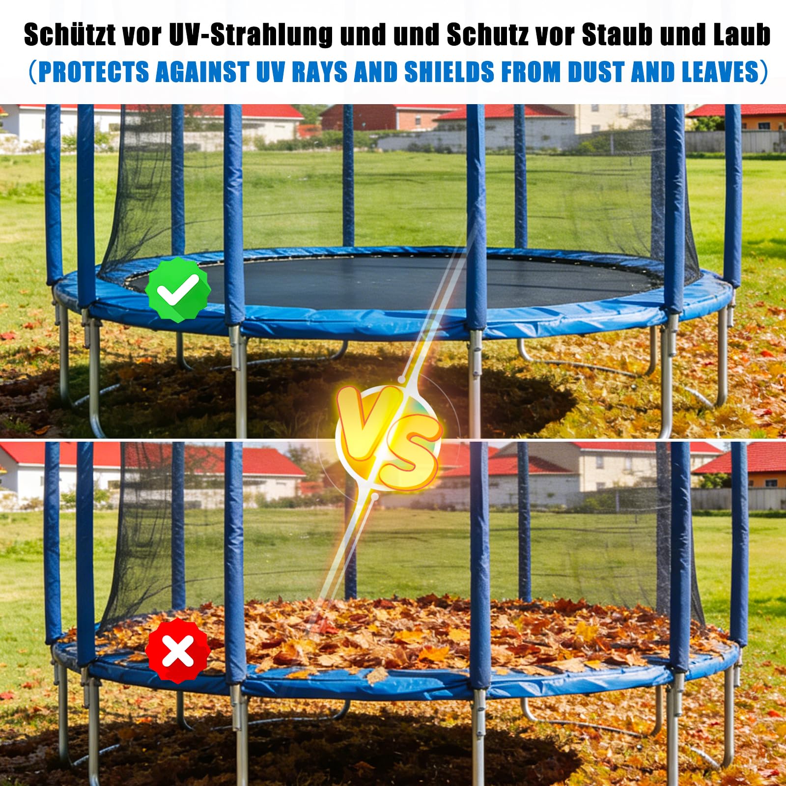 Housse de Protection pour Trampoline 10 Pouces,8 tiges,Anti-UV et imperméable – Accessoires Trampoline