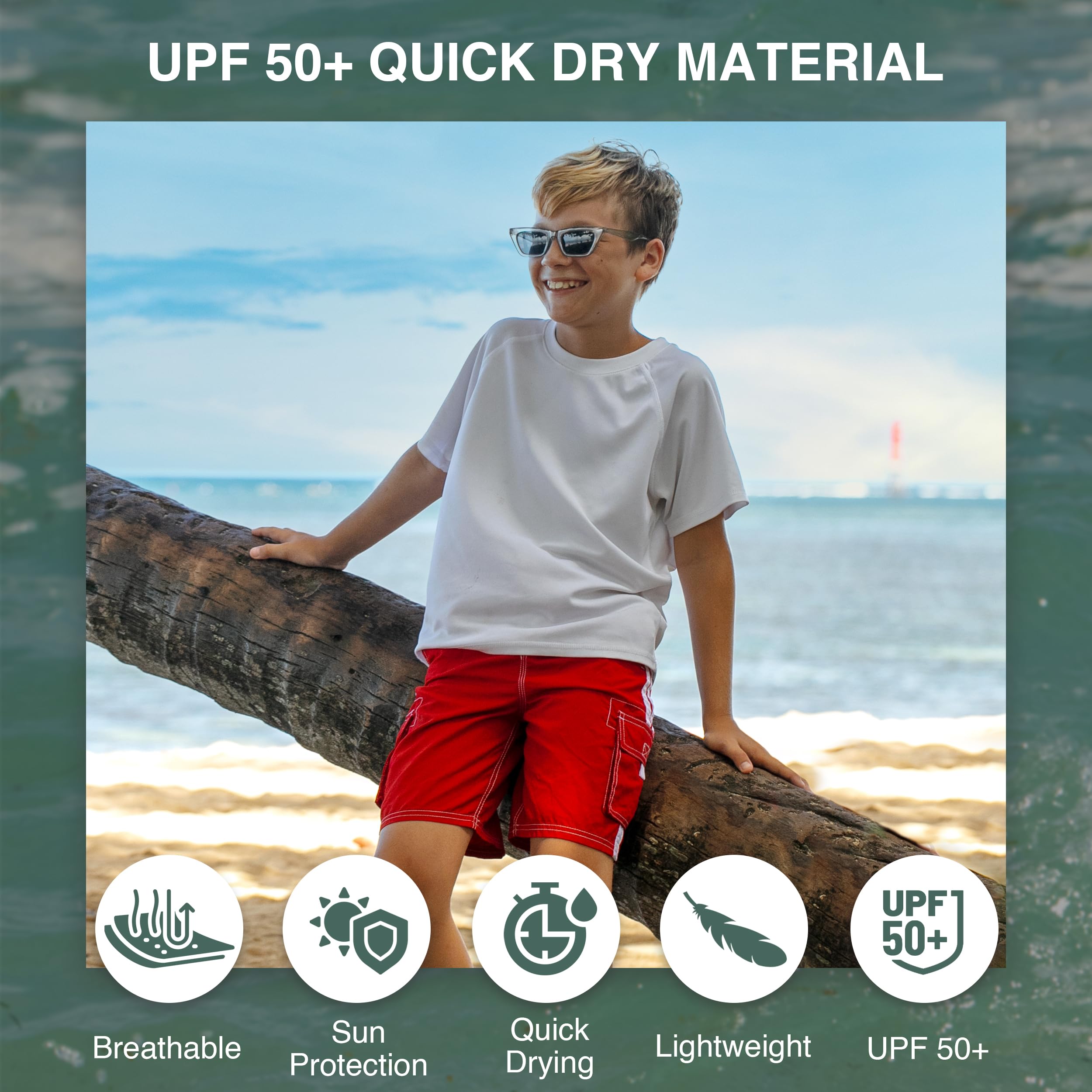 Kanu Surf Boys' Barracuda Quick Dry UPF 50+ Beach Swim Trunk