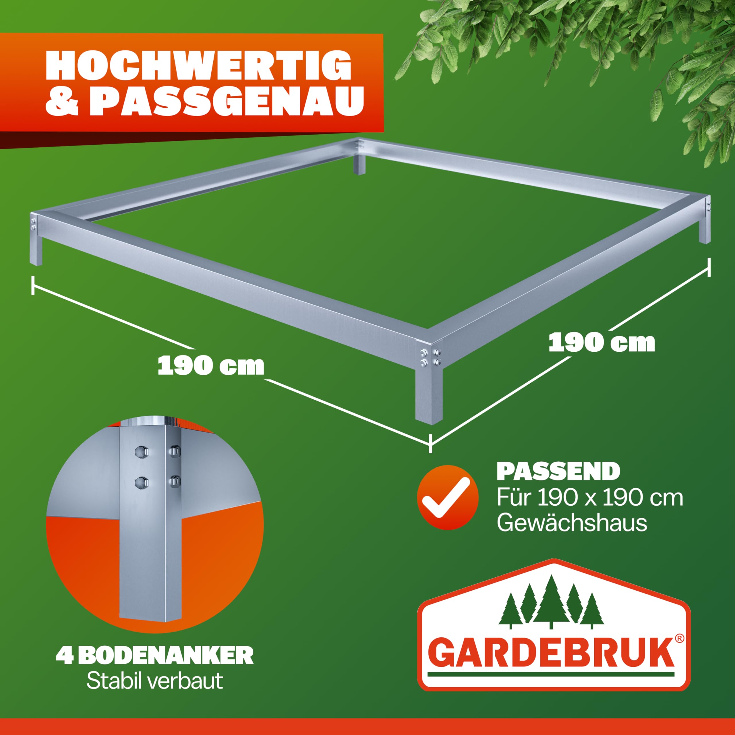 Gardebruk® Base per Serra fondamenta per Serre acciuaio zincato Telaio Base Materiali di Montaggio Fissaggio al Suolo, Modello: