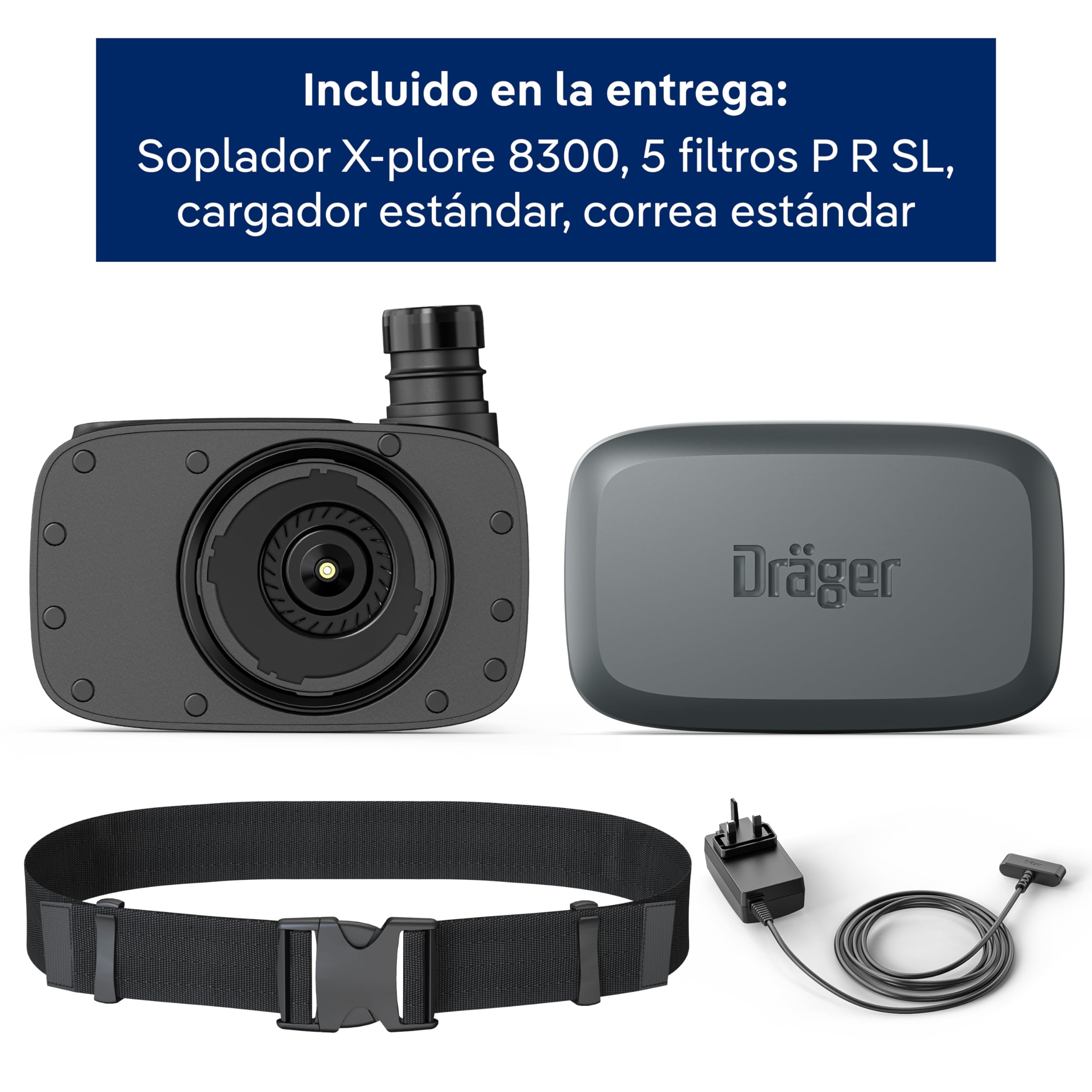 Dräger X-plore 8300 unidad sopladora, set PAPR, set respiratorio con filtro | P3, máscara ventilada polvo
