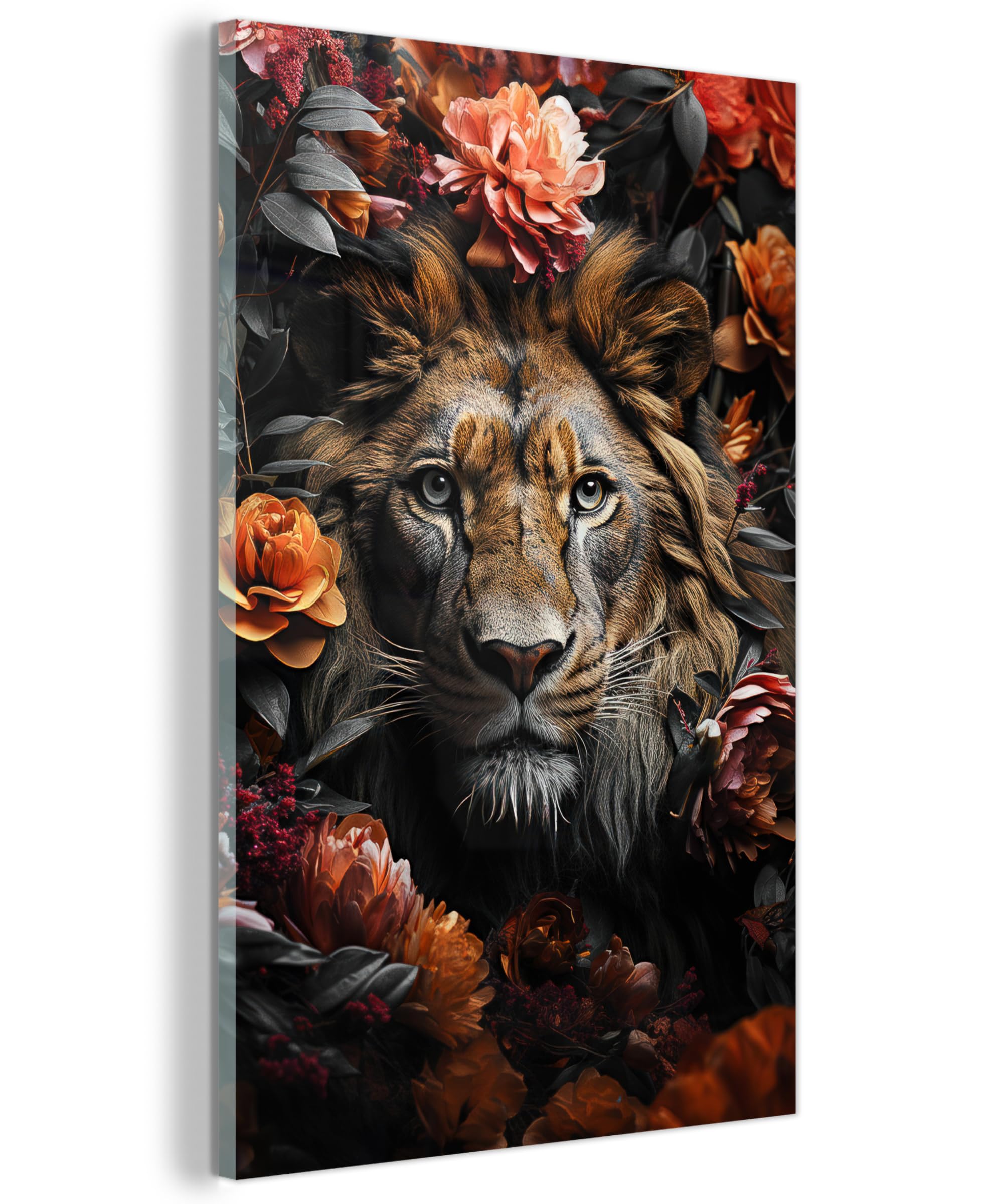 MuchoWow© Quadri Moderni Soggiorno 40x60 cm Poster Da Parete Decorazione Muro Salotto Immagine Grande Foto Con Cornice Stampe Su Vetro Camera Letto Leone - Animale - Natura - Fiori - Botanico