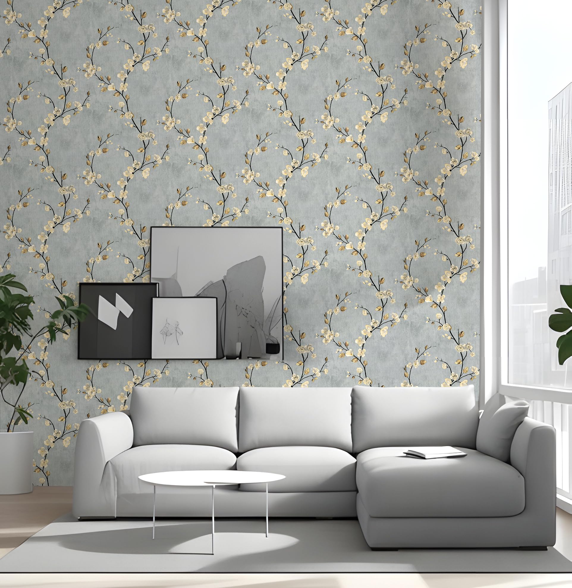 myforHD Papel Pintado Autoadhesivo Flores Papel de Pared Papel Adhesivo para Muebles Removible Impermeable Estilo Retro Vinilo PVC Pegatina Decorativos Pared Salon Papel Pared Dormitorio - 5