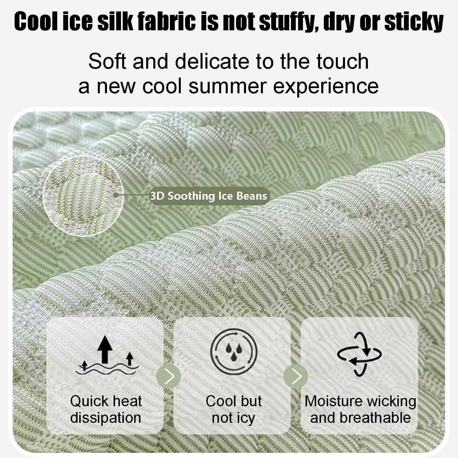 Set Coprimaterasso Rinfrescante con Lenzuola Estive: Lenzuola in Seta Ghiacciata con Federe Lenzuola Estive con Angoli Lavabili in Lavatrice per Chi Dorme al Caldo