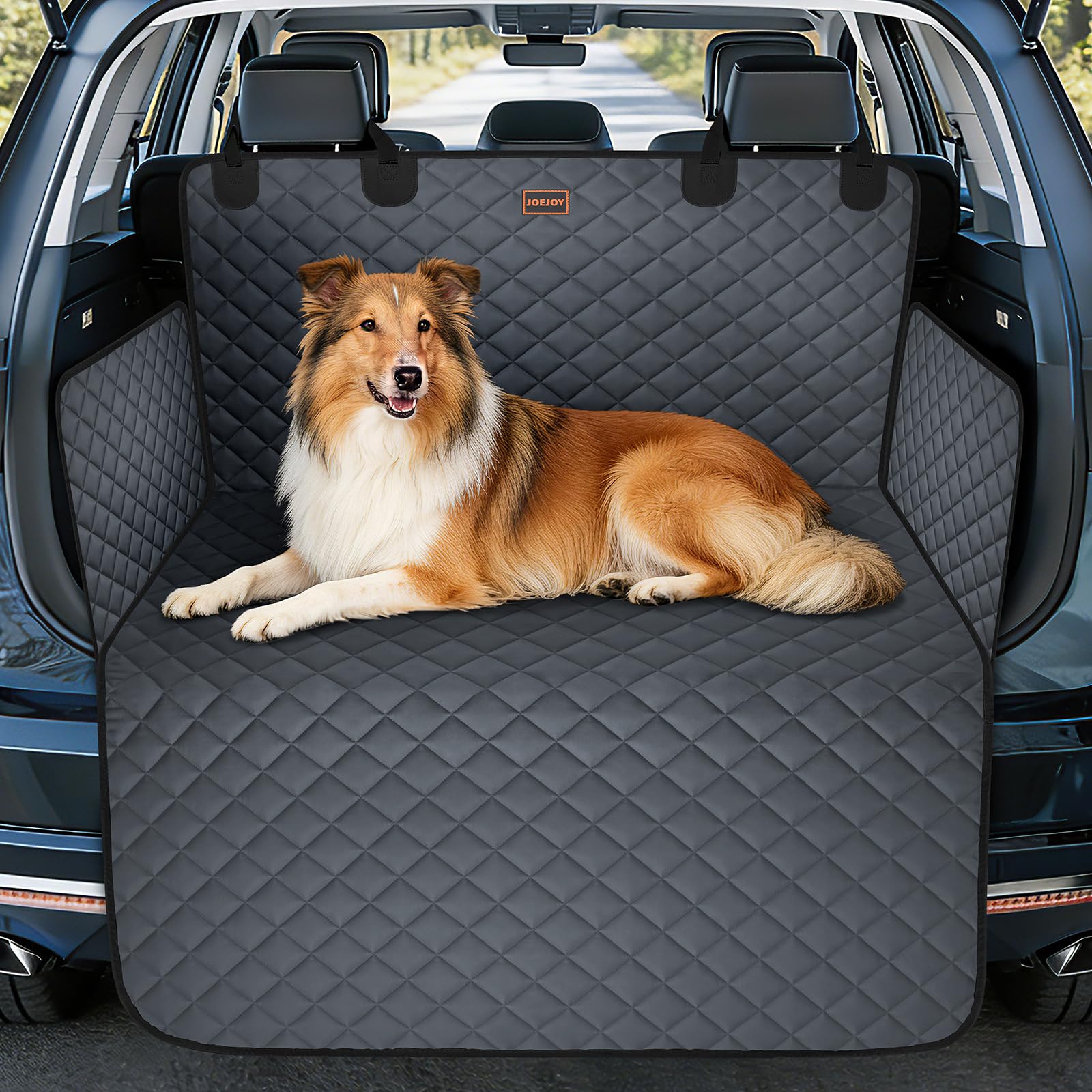 JOEJOY Telo Auto per Cani con Protezione Laterale e Paraurti, Telo Macchina per Cani Universale Antiscivolo Resistente ai Graffi per Station Wagon, Furgoni e SUV