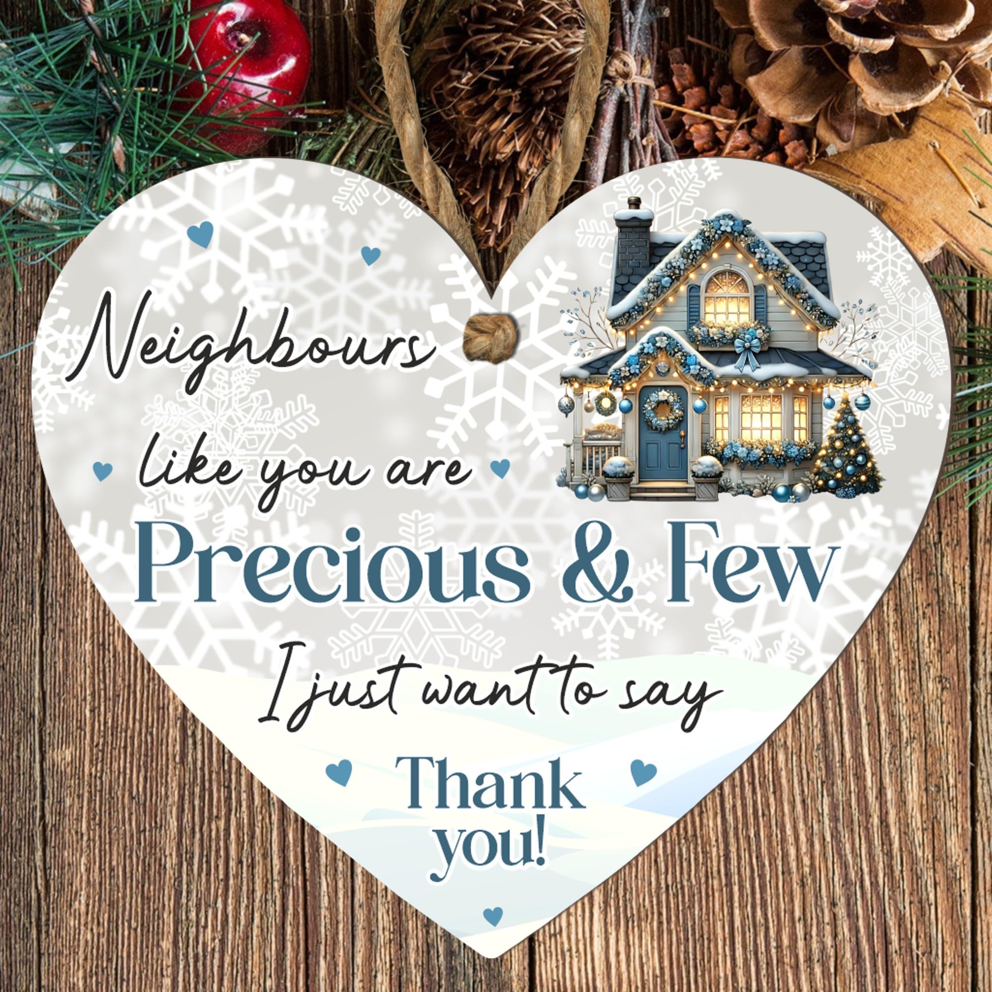 World's Best Neighbour Wooden Plaque - Rustic Hanging Sign - Appreciation or Housewarming Gifting from Friends & Family 10 Colours (Blue, Medium: 15 cm (H) ร 13 cm (W))