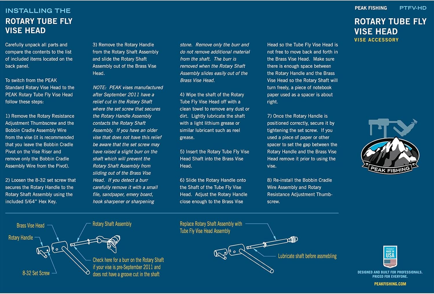 Peak Rotary Tube Fly Vise Head - Fly Tying