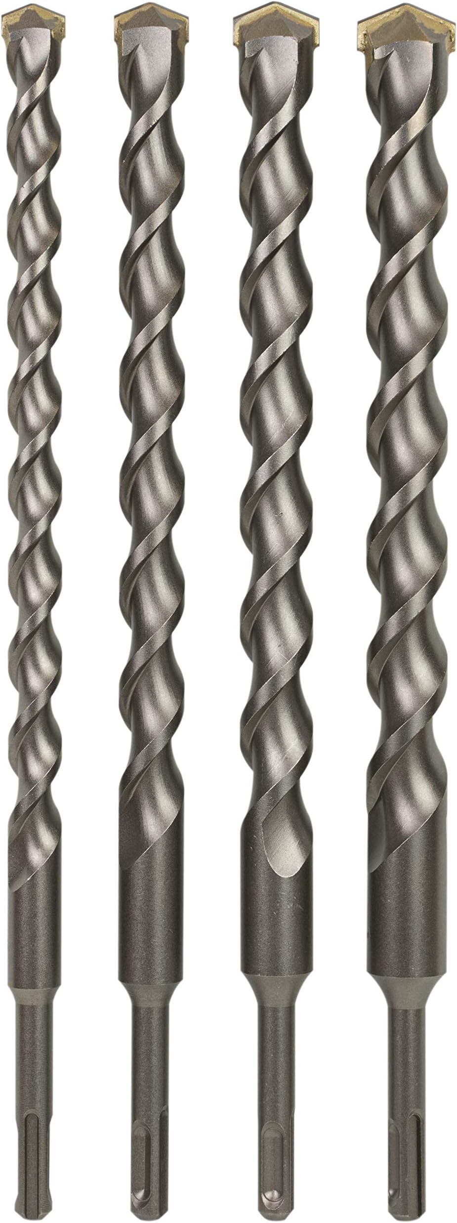 4-Piece 12 Inch SDS Plus Drill Bit Set, Carbide Tipped, Rotary Hammer Drill Bits for Brick, Stone, Concrete (5/8" x 12", 3/4" x 12", 7/8" x 12", 1" x 12")