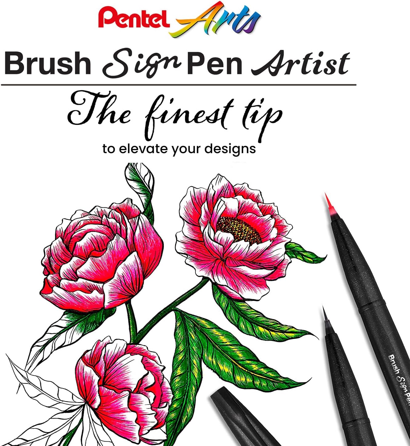 Pentel SESF30 °C BX Extra Fine Brush Tip, Set of 12 Red