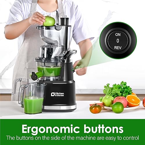 Miniatura 3 de Kitchen in the box - Exprimidores de prensa en frío, máquina exprimidora lenta de 3.26 pulgadas, conducto de alimentación grande y ancho para frutas