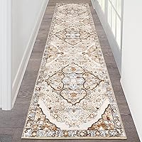 Vista 61 de HEBE - Alfombra de pasillo de 2 x 8 pies, lavable, vintage, envejecida, antideslizante, alfombra de lavandería, alfombra bohemia para pasillos