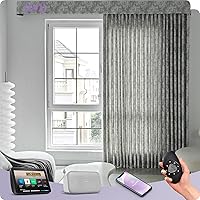 Vista 29 de Graywind Cortinas inteligentes cableadas compatibles con Alexa Google, control remoto motorizado para puerta corrediza de un solo sentido