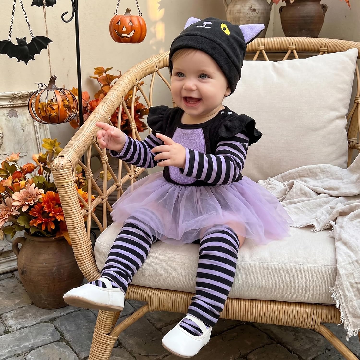 Baby Halloween Costumes Infant Girl Romper Dress Hat Socks 3Pcs Outfit Set