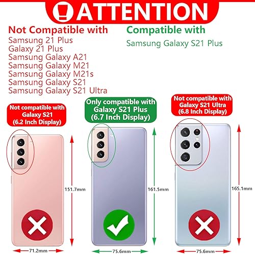 Miniatura 2 de MODOS LOGICOS Funda para Samsung Galaxy S21 Plus, cartera desmontable, 2 en 1, almacenamiento en efectivo con cremallera, hasta 14 ranuras para