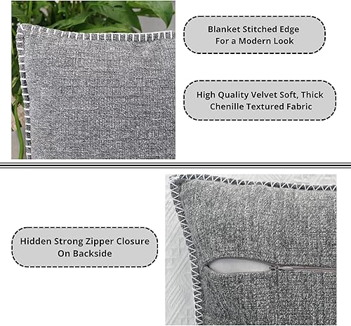 Miniatura 3 de Juego de 2 fundas de almohada de felpilla suave de terciopelo suave con textura de granja con bordes cosidos, 12 x 20 pulgadas, fundas de cojín