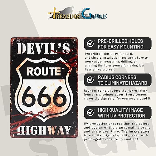 Miniatura 3 de 8x12 Retro Novedad Route 666 Devil's Highway Metal Street Sign Man Cueva Garage Shop Decoración de pared