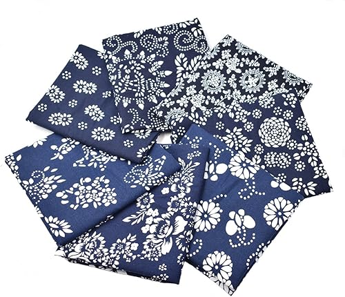 Miniatura 2 de 7 x diferentes patrones azules chinos Han Folk tradicional impreso artesanía tela pura paquete de 18.1 x 22.0 in (aprox. 18 x 22 pulgadas)