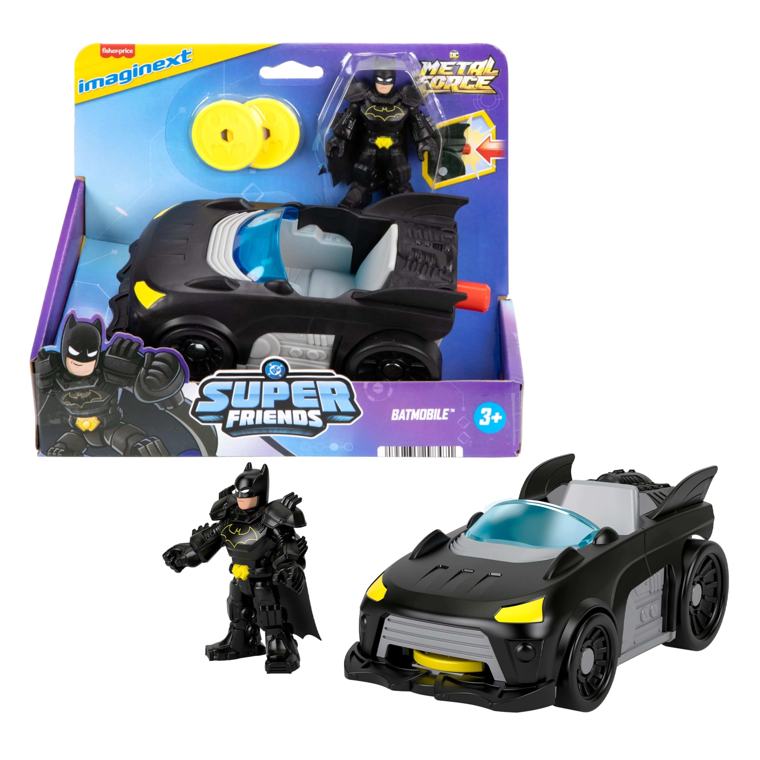 Imaginext DC Super Friends Metal Force Batmobile Toy Car