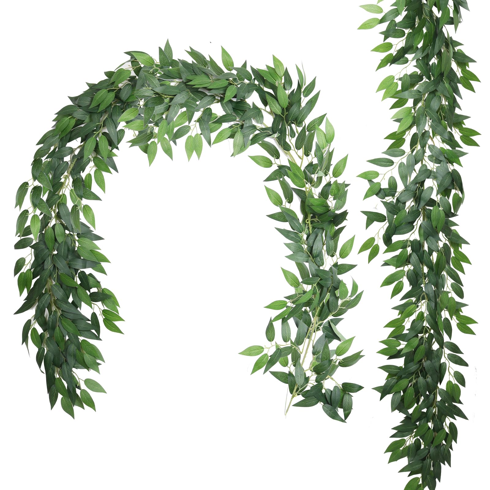 RECUTMS Artificial Silk Willow Leaves Vine 2Pc Italian Ruscus Garland 6.2FT
