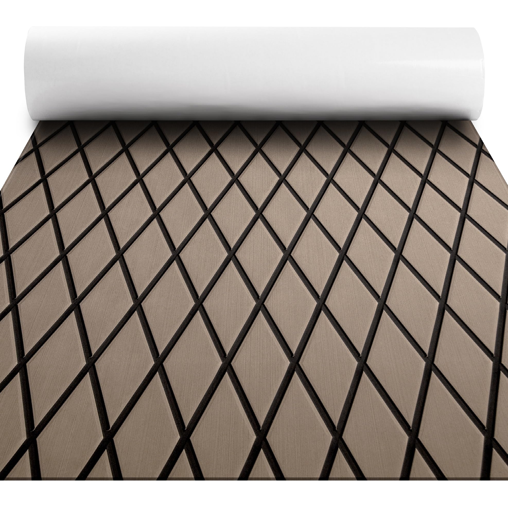 Photo 1 of Fullfire Boat Flooring EVA Foam Boat Decking for Jon Boat, Diamond Marine Deck Floor with Self-Adhesive for Bass Pontoon Boat Motorboat RV Yacht Kayak 94"X 47" Marl with Black Lines