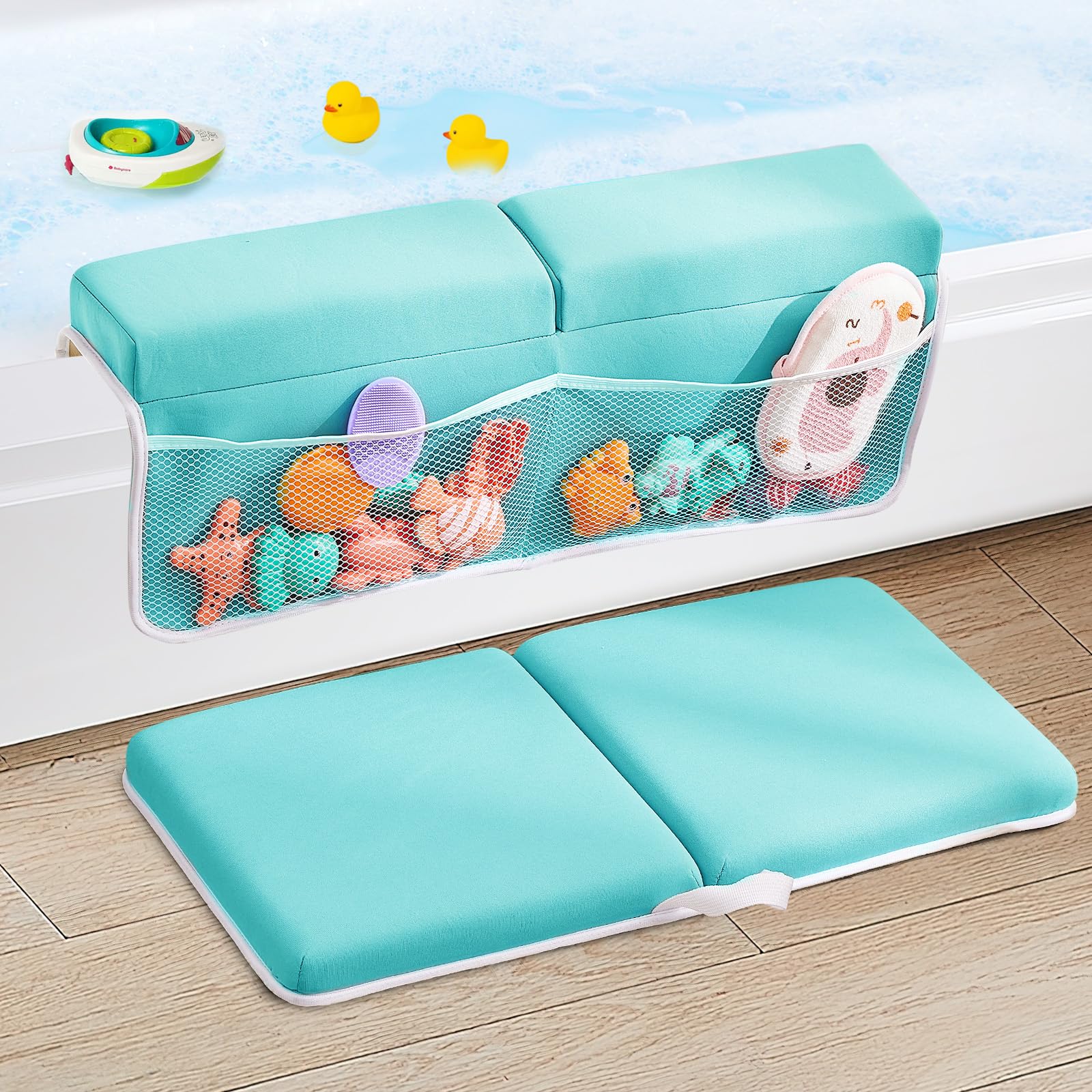 ILPEOD Baby Bath Kneeler and Elbow Rest Pad Set,Bath Kneeling Pad Thick Soft Quick Dry Bathtub Mat for Bathing Time,Baby Essentials Memory Foam with