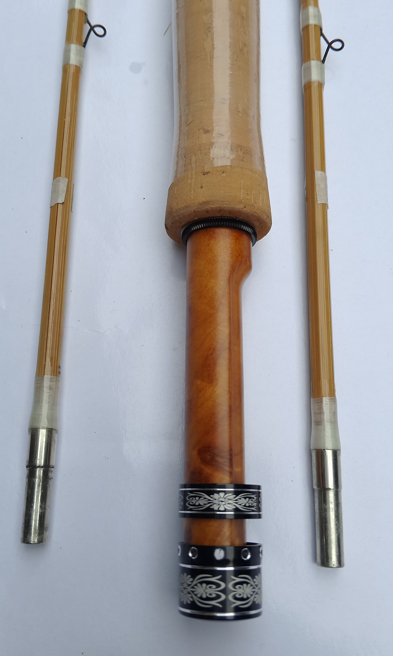 Amazon | バンブーフライロッド 7フィート6インチ #5、天然シルク糸  