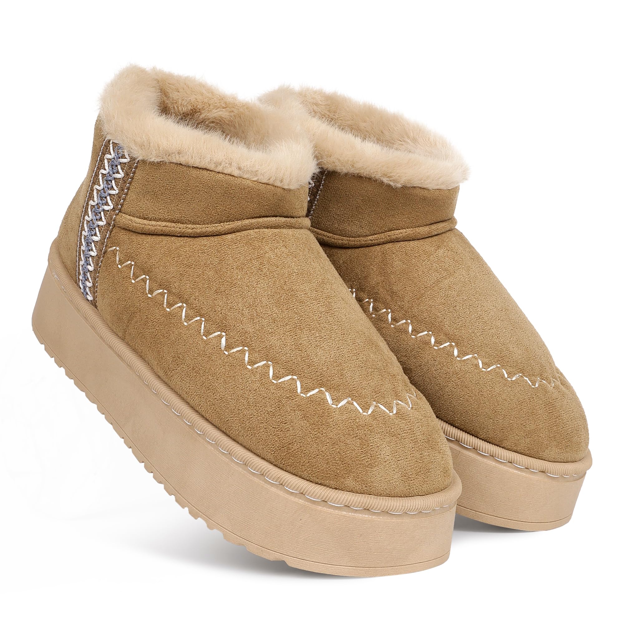 Indoor/Outdoor Comfortable Winter Fur Snow Boot |Women's Slip on Thick Sole Shoes
