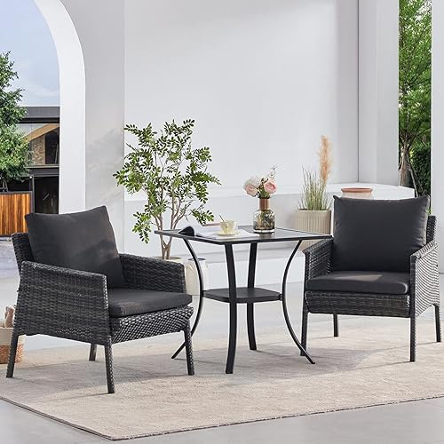 Miniatura 2 de VICLLAX Mesa de comedor pequeña para patio, mesa de listones de metal de 28 x 28 pulgadas con estante de almacenamiento para terraza, césped,