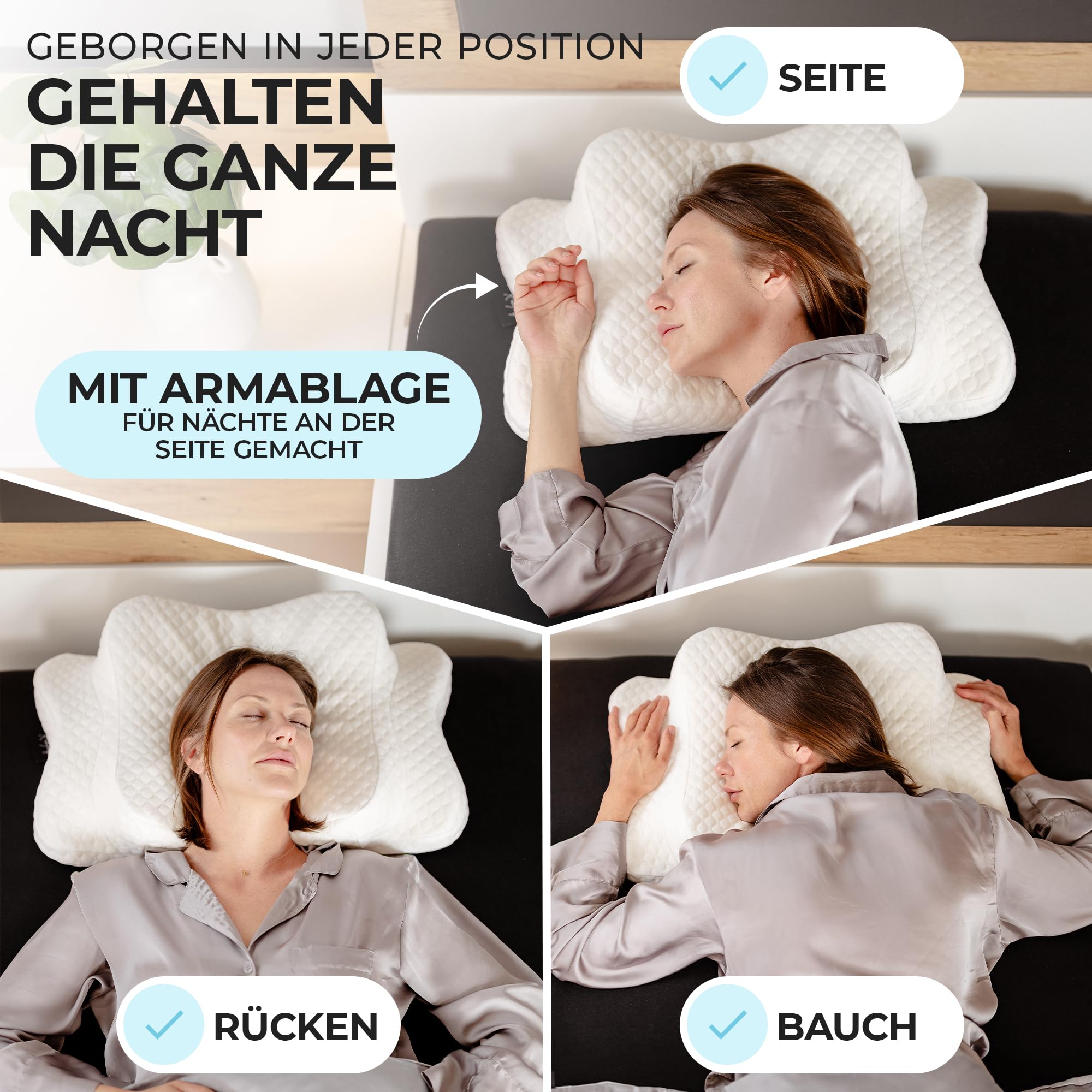 Ergonomisches Nackenstützkissen aus Memory Foam, Mittelfest, für alle Schlaftypen inkl. Bezug