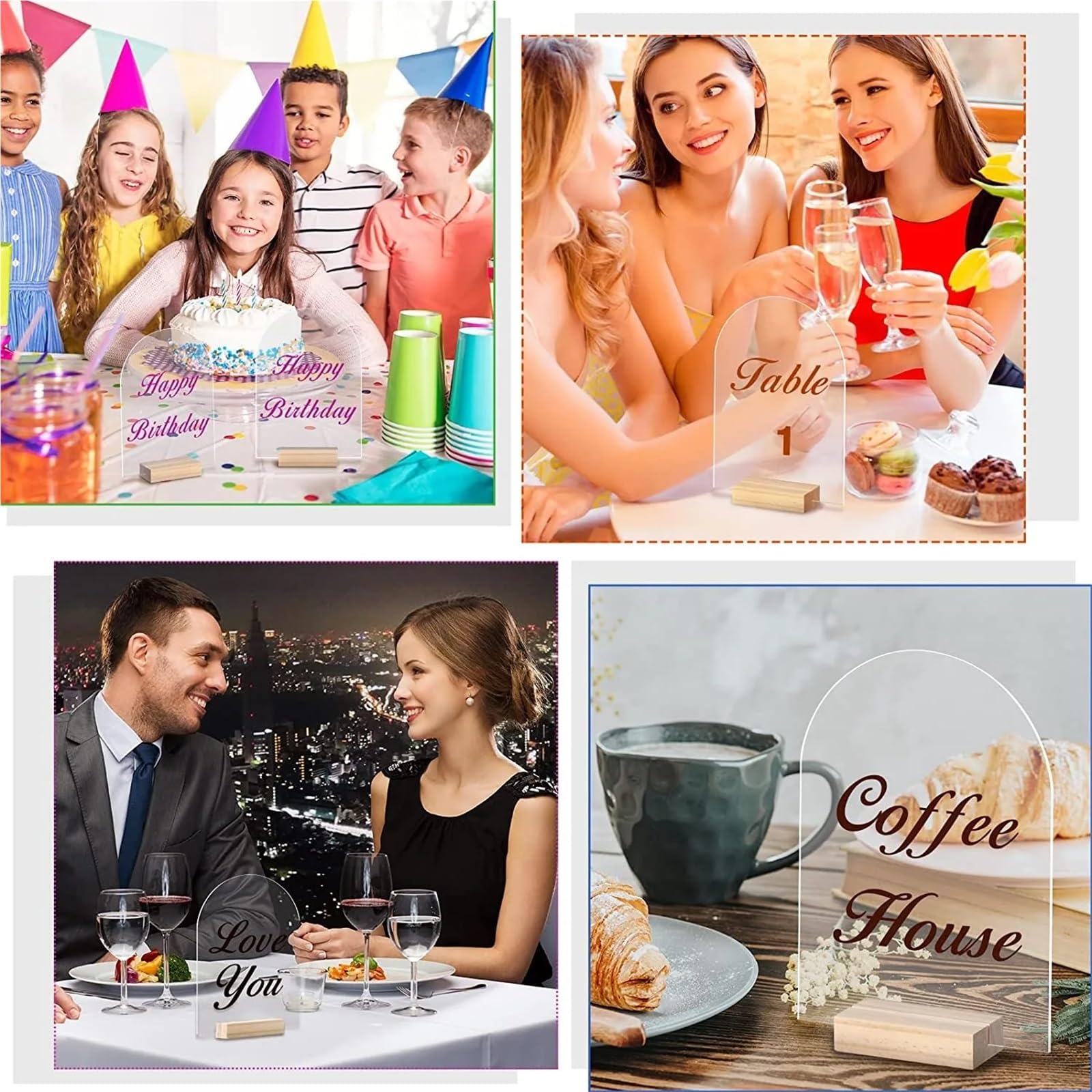 Portanumero Tavolo 10/20/30/50PCS Arch Acrylic Sign Set Blank Clear Sheet with Wood Place Card Holder Stand Table Decor Alzatina Numeri Matrimonio(Arched blank L,30pcs)