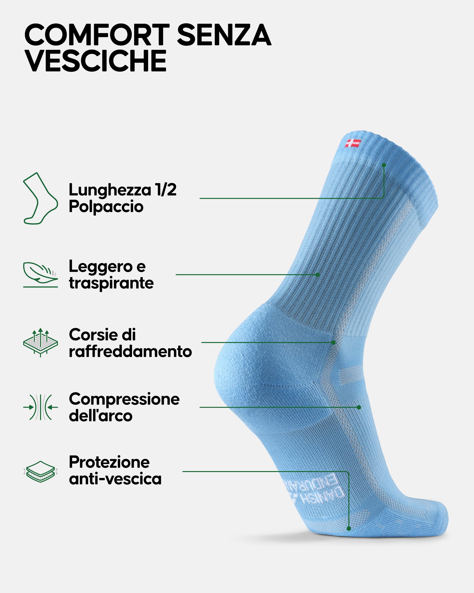 DANISH ENDURANCE Calzini Uomo Running Lunghi, Calze da Corsa Anti-Vesciche, Calzini Estivi per Corsa, Palestra e Allenamento, 3 o 5 Paia