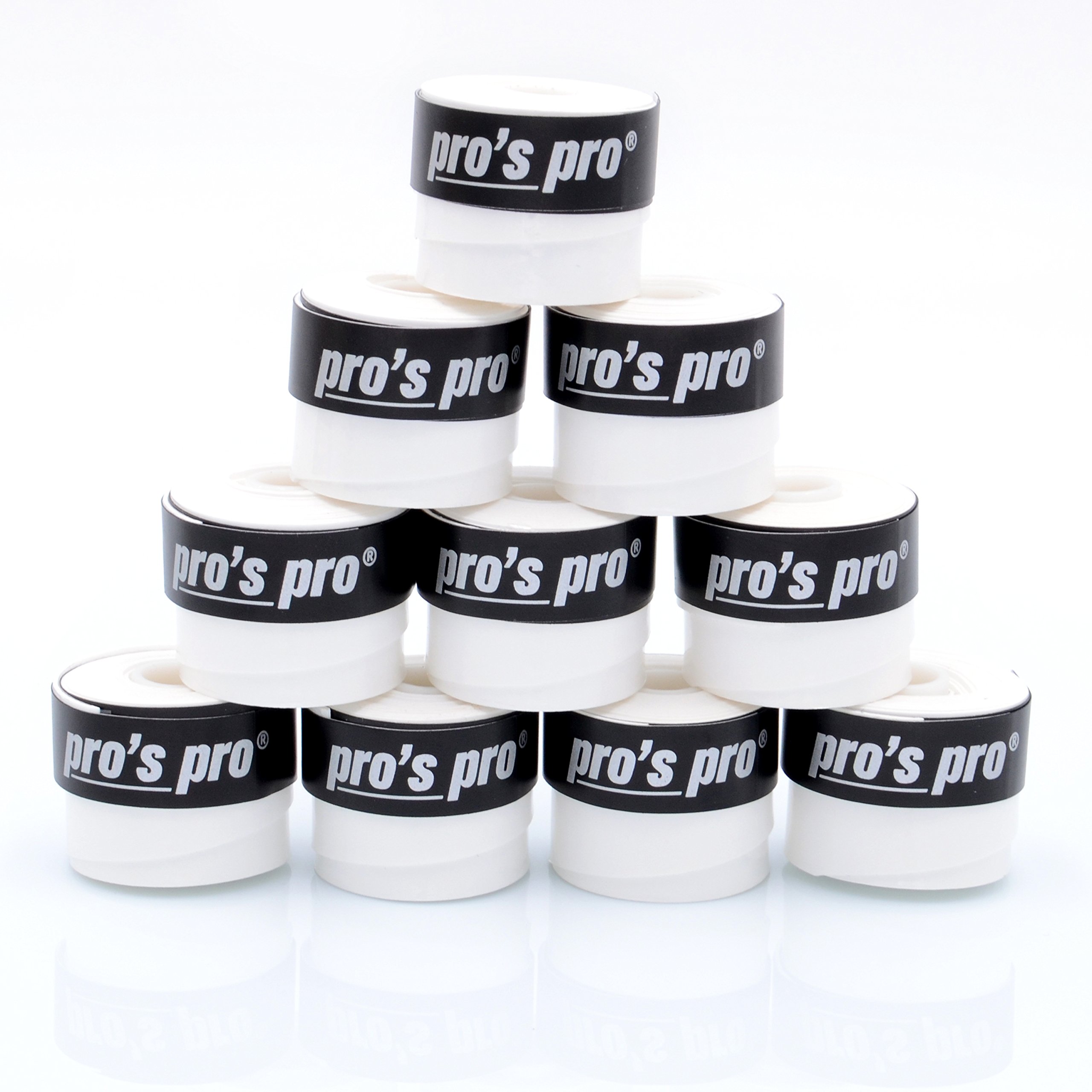 Pro 's Pro Super Tacky Plus Mango, color blanco, varios tamaños del paquete de banda (5, 10, 15 y 30 unidades), muy griffiges over Grip, incluye cierre de banda, adecuado para tenis, squash, mesa de fútbol (futbolín), bádminton, tenis de mesa, Racket pelo