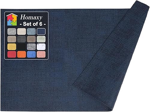 Miniatura 1 de Homaxy Juego de 6 manteles individuales de piel sintética resistentes al calor para mesa de comedor, impermeables, lavables, lavables, fáciles de