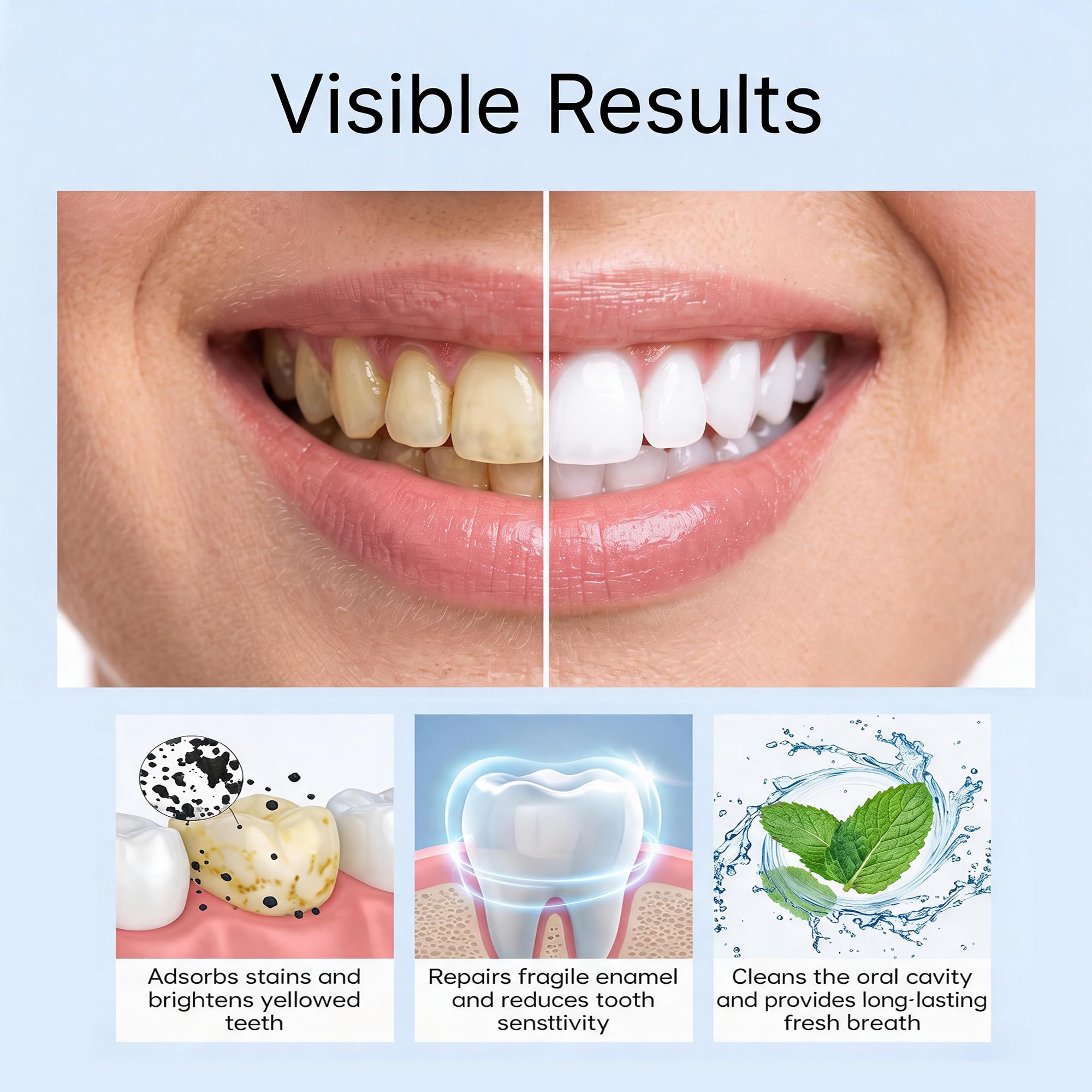 Dentifrice blanchissant à la niacinamide, Dentifrice blanchissant pour éliminer les taches, Favorise des dents fortes une haleine fraîche, Convient à l'hygiène bucco-dentaire quotidienne (4pcs)