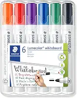Marcador de Quadro Branco, Staedtler, Lumocolor, 351 WP6 03, 6 Cores