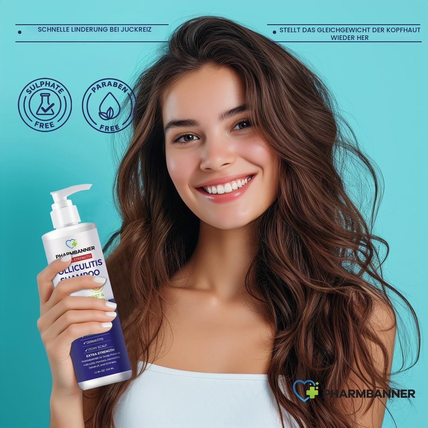 PHARMBANNER Kopfhautpflege Shampoo & Conditioner Set mit Teebaumöl & Arganöl, tägliche Pflege für trockene, schuppig wirkende Kopfhaut und Ablagerungen