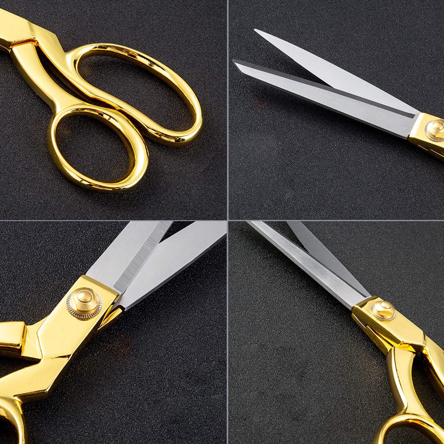 Tijeras de sastre afiladas de acero inoxidable dorado de 8.5 pulgadas, tijeras profesionales para el hogar, tijeras de tela, tijeras de corte resistente, costura, manualidades, hogar, cocina