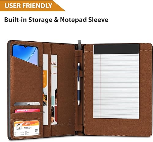 Miniatura 4 de KHOMO Funda universal Padfolio - Organizador de cartera para tableta de 8.5 hasta 11 pulgadas - Carpeta de cuero sintético para iPad, Air, Pro y