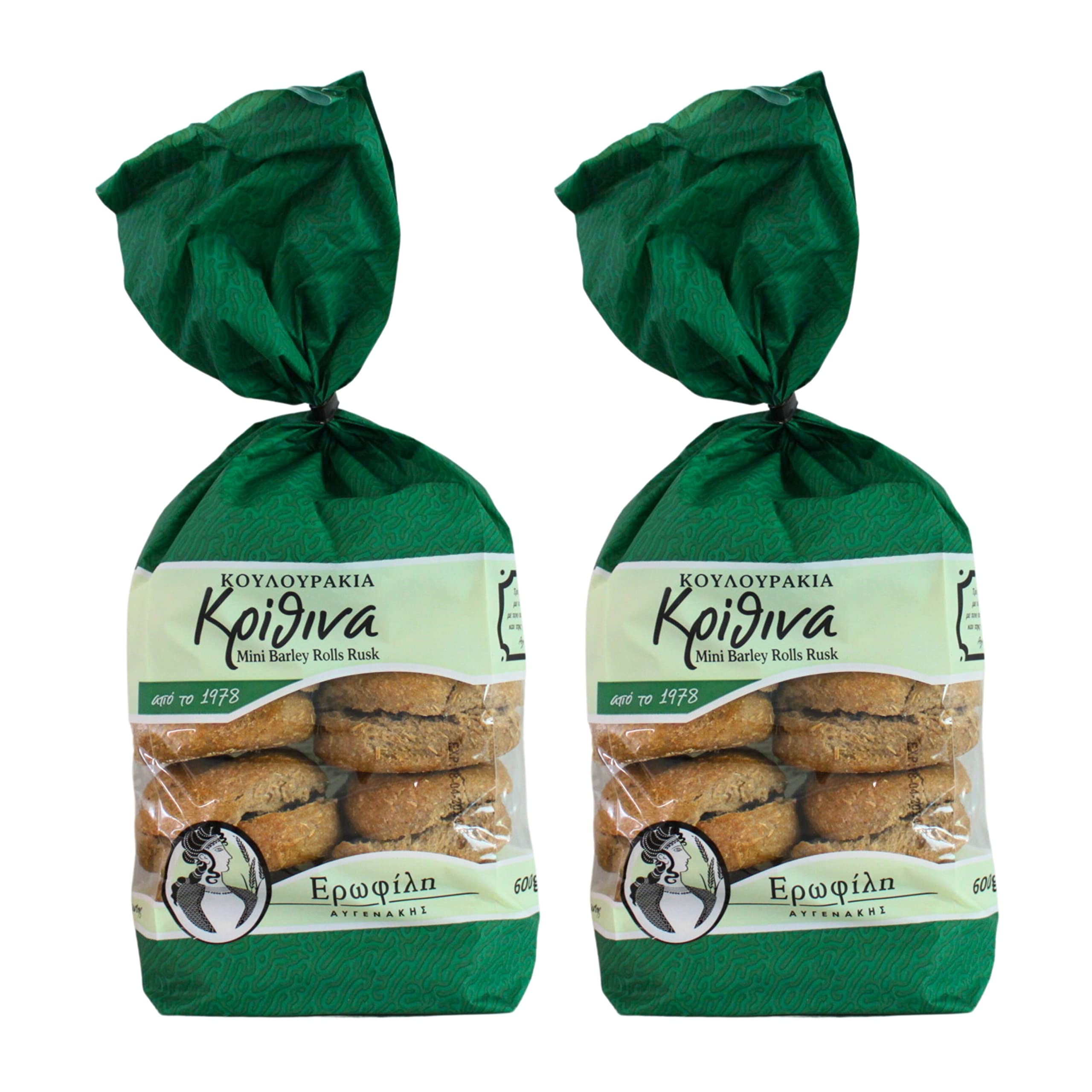 Erofili Mini Barley Rolls Rusks from Crete – Pack of 2 x 600g (1.2kg Total) | Authentic Cretan Dakos Rusks for Salads & Snacks | Traditional Family Recipe