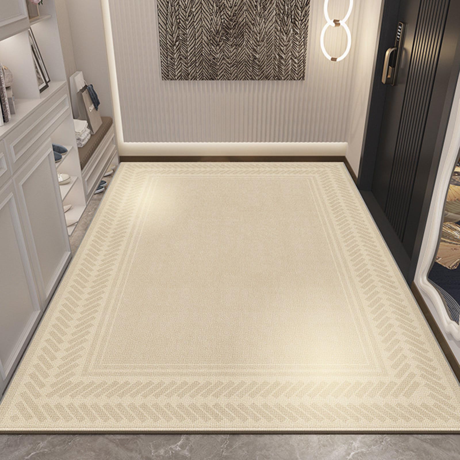 Fussmatte Aussen 90x150 Beige Minimalistisches Muster Schmutzfangmatte rutschfeste Fußmatte Außen für Eingang Patio Flur Garten Türmatte Maschinenwaschbare Fußmatten Haustür
