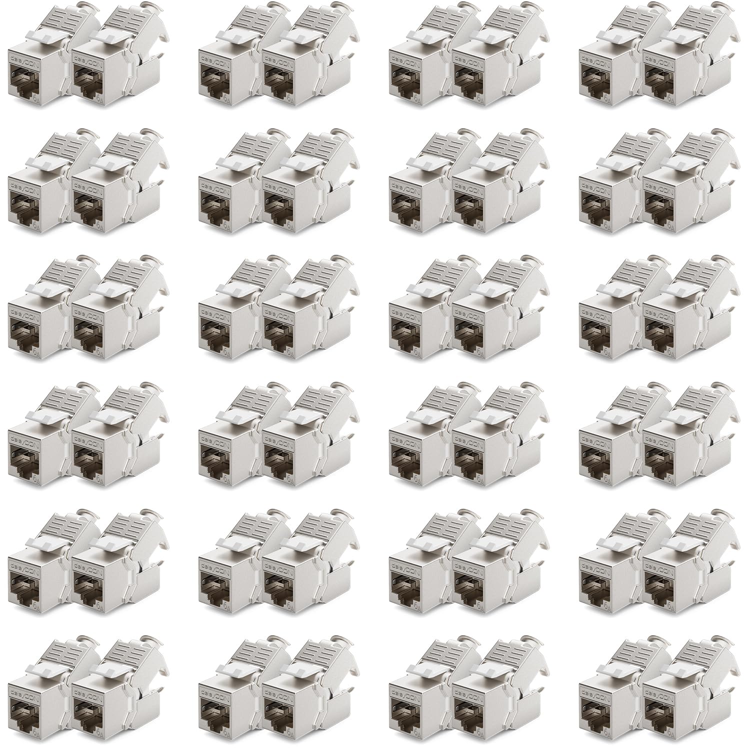deleyCON 48x Modulo Keystone Jack CAT6a Cavo Patch Cavo di Rete Connettore Schermatura STP Presa di Rete RJ45 Patch Panel Estensione del Supporto Keystone