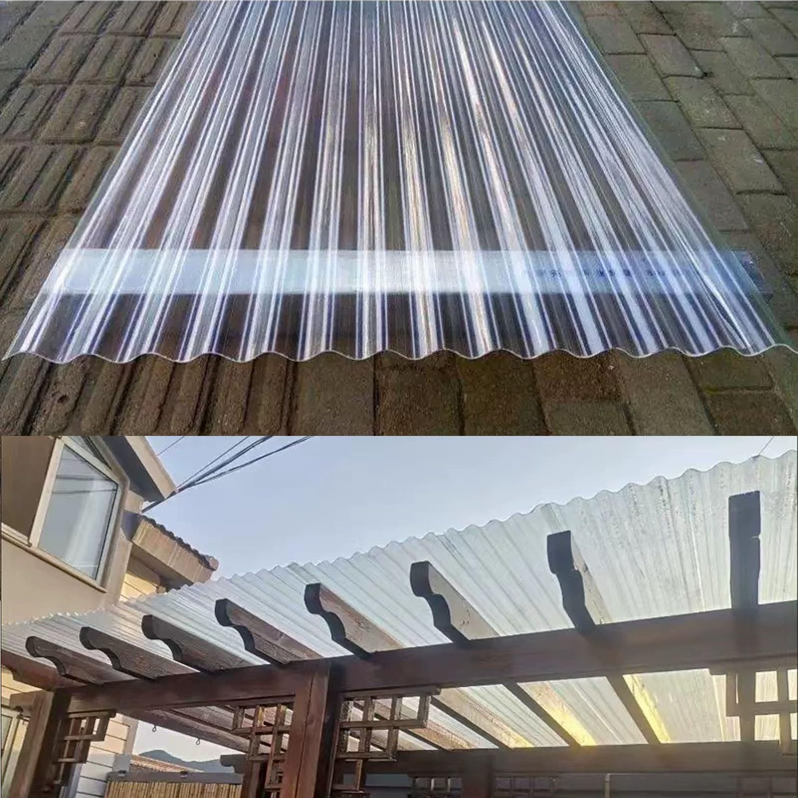 1.5mm Planchas Transparentes Tejados,2/4/6/9/10/12/16/20pcs Chapa Ondulada Para Invernaderos,Paneles Para Tejado Resistentes Al Impacto,Resistencia A Los Rayos Uv (0.9×0.9m,4pcs)